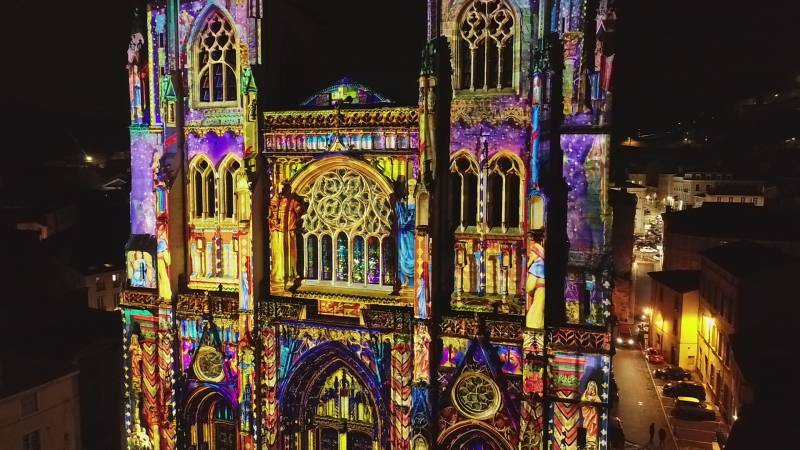 Projection de lumière par Les allumeurs de rêves à Vienne